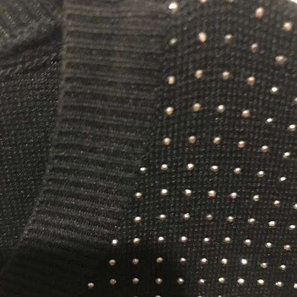 Black Long Sleeve Zara Silver Studded Knit Sweater with Puff Sleeves - Picture 5 of 5